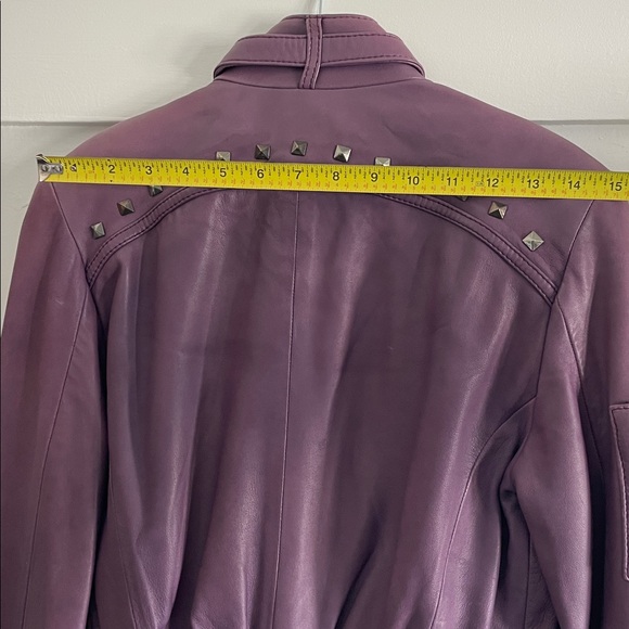 Y2K Rock&Republic Purple Lambskin Leather Jacket with Zipper Details - Picture 8 of 10
